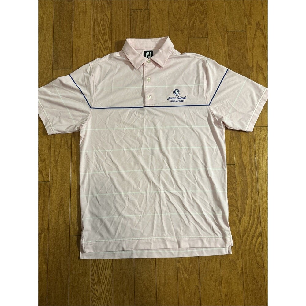 FootJoy Lanier Islands Legacy Golf Course Polo Shirt Pink Strip  Men's M Preppy